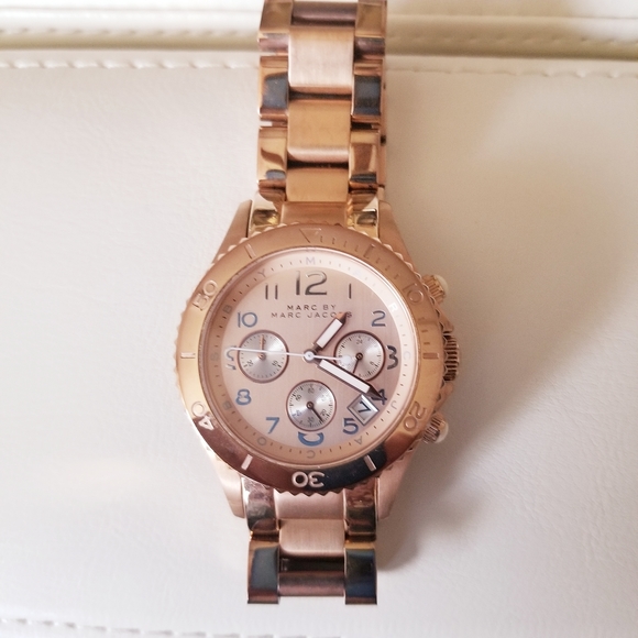 Marc Jacobs Unisex Rose Tone "Rock Chronograph - Picture 2 of 8